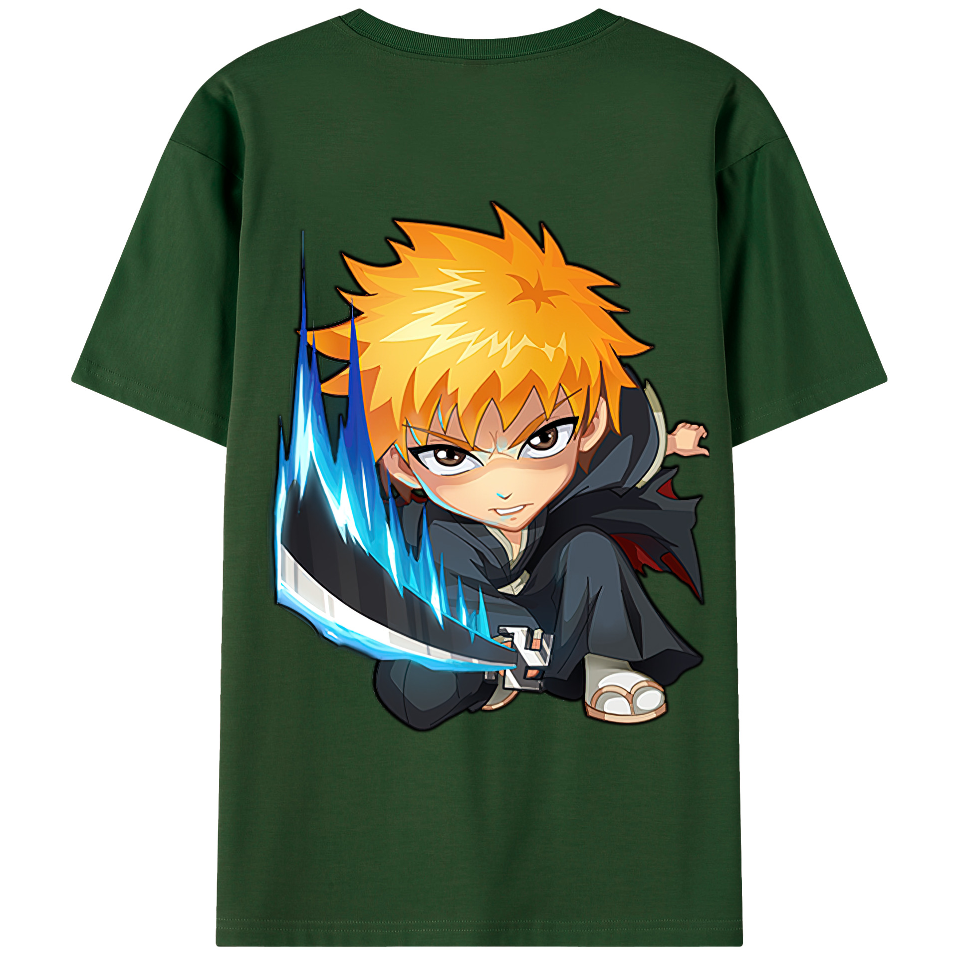 （画像用） ブリーチ 黒崎一護（くろさき いちご）BLEACH Kurosaki Ichigo 綿100％半袖Tシャツ（背面プリント）